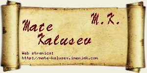 Mate Kalušev vizit kartica